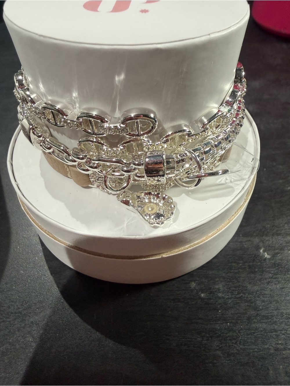Silver Multi-Chain Heart Charm Bracelet - Women's Silver Bracelet